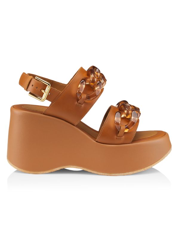 See by Chlo Mahe Leather Platform Wedge Sandals